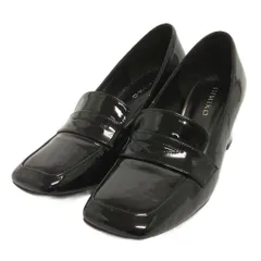 ヒミコ 卑弥呼 美品 ローファースクエアトゥ ヒール エナメル 黒 ブラック 22.5㎝