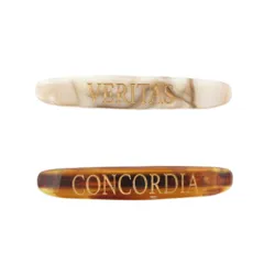 マリュス MALUS 美品 2点セット バレッタ 茶 ブラウン 白 ホワイト 小物 ■OM