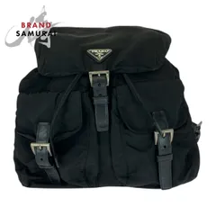 PRADA プラダ テスート 三角ロゴプレート ブラック 黒 シルバー金具 ナイロン/レザー リュック・デイパック レディース 505482【中古】