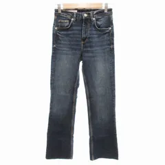 ザラ ZARA デニムパンツ ジーンズ ストレートシルエット カットオフ 24 インディゴブルー /JS