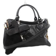 スナイデル SNIDEL ハンドバッグ ショルダー 2WAY 斜め掛け ハラコ レオパード柄 レザー 牛革 黒 ブラック 茶 ブラウン /GV