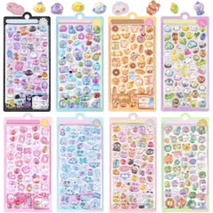 【送料無料】ぷくぷくシール ぷくぷく ぷっくりシール 立体 かわいい 8枚セット ごほうび キラキラ 韓国 子供 大容量 スマホケース 手帳 diy 贈り