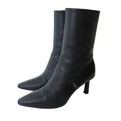 サルヴァトーレフェラガモ ブーツ ミドル レザー ポインテッドトゥー ブラック 黒 7.5 24.5cm