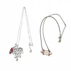 スワロフスキー SWAROVSKI ネックレス ペンダント 2点セット まとめ ハートチャーム スクエアチャーム シルバーカラー /JS