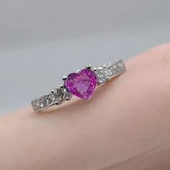 ピンクサファイヤ K18WG ピンクサファイヤ 0.62ct, ダイヤモンド 0.40ct リング 13号