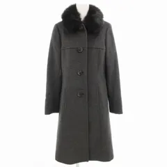 ジェラールダレル GERARD DAREL フォックスファー付きコート 毛皮 ロング アンゴラ 9 グレー /GV