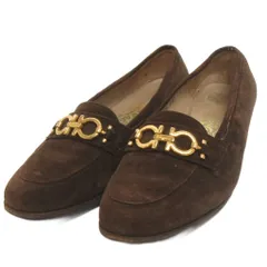 サルヴァトーレフェラガモ Salvatore Ferragamo ガンチーニ ローファー ビット スエード 茶 ブラウン 5 ■FF