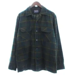 ペンドルトン PENDLETON 60s 後期 ボードシャツ ビンテージ オンブレチェック レアカラー 開襟 ウール 緑系 グリーン系 M