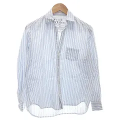 フランク&アイリーン Frank&Eileen シャツ オープンカラー ストライプ 長袖 XS 白 ホワイト 青 ブルー サンプル品 /FF