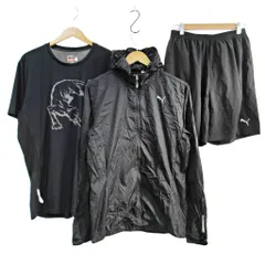 プーマ PUMA ランニング ジョギング スポーツ ウエア ジャケット シャツ ハーフパンツ 3点 3着 セット M L XXL 黒 1112 
