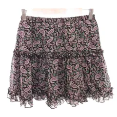 グレースコンチネンタル GRACE CONTINENTAL タグ付 ペイズリーパターン ミニスカート イージー シルク 総柄 36 黒 ブラック /FF ■YHS1