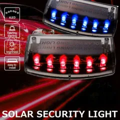 ダミーセキュリティ [ブルー×レッド点滅] 14 クラウン 防犯ステッカー付き 6連LED 振動検知センサー内蔵 ソーラー充電＋USB充電 盗難対策 LEDスキャナー セキュリティーシステム 防犯