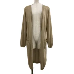 グローブ grove カーディガン ニット ロング 前開き 無地 薄手 七分袖 M ベージュ