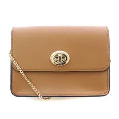 コーチ COACH ミニショルダーバッグ スクエア コンパクト チェーン ターンロック式 レザー バイカラー 茶 ブラウン ゴールドカラー 57714 /BB