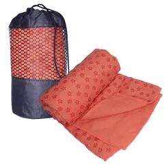 【特価商品】(orange) 【収納ケース付き】 ヨガマット 軽量 速乾 ホットヨガ 滑り止め付き 滑らない ヨガタオル ヨガラグ