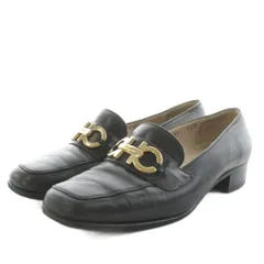 サルヴァトーレフェラガモ Salvatore Ferragamo ガンチーニ ローファー モカシン スクエアトゥ レザー 4.5 黒 ブラック 48959 /AN9