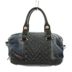 ディーゼル DIESEL デニムハンドバッグ ショルダーバック 2way レザー デニム 紺 ネイビー 黒 ブラック /YT