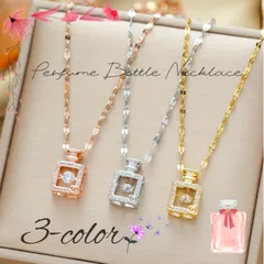 18k金ダンシングストーン香水瓶ネックレス ステンレススチール/ジルコニア キラキラ鎖骨チェーン　韓国版