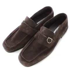 サルヴァトーレフェラガモ Salvatore Ferragamo ガンチーニ ローファー スクエアトゥ ローヒール スエード ワンカラー 8 茶 ブラウン /BB