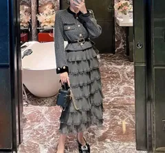 エレガント セットアップ ジャケット スカート ティアード