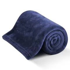 即納：【極上の肌触りは、安眠の秘訣！】チチロバ(Titiroba)毛布 ひざ掛け ブランケット 洗える 静電気防止 エコテックス認証 ふわとろ毛布 ふわふわ あったか フランネル 軽量 冬用 おしゃれ 四季適用(70x100cm,ネイビー) 0