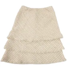 エポカ EPOCA フレアスカート ツイード ティアード フリル ひざ丈 38 S ベージュ KF129-418-40 ■YHS4