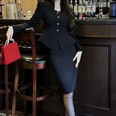 セットアップ ペプラム ジャケット タイトスカート フォーマル