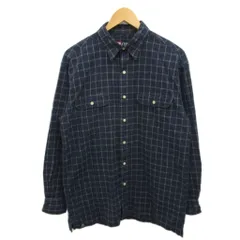 チャップス CHAPS 古着 ボタンダウンシャツ BDシャツ 長袖 オーバーサイズ チェック柄 総柄 M 紺 ネイビー ■MET2