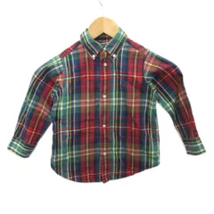 ラルフローレン RALPH LAUREN ボタンダウンシャツ BDシャツ 長袖 チェック柄 100cm 紺 ネイビー 赤 レッド 緑 グリーン ■MET2