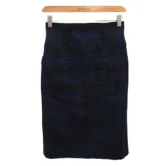 ボディドレッシングデラックス BODY DRESSING Deluxe タイトスカート フレアスカート チェック ウール ひざ丈 38 黒 ブラック 紫 パープル 038-220063 ■YHS9