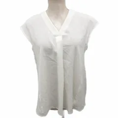 アイシービー iCB ブラウス シャツ ノースリーブ 半袖 Vネック 9 白 ホワイト ■MET2