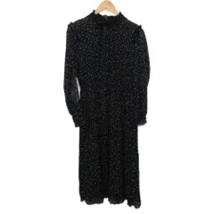 ザラ ZARA ワンピース スカート ロング フリル ドット 黒 ブラック L ■YHS5