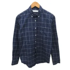 グリーンレーベルリラクシング ユナイテッドアローズ green label relaxing グラフチェック柄ボタンダウンシャツ BD シャツ 長袖 S 紺 ネイビー 白 ホワイト 3211-199-2155 ■YHS10
