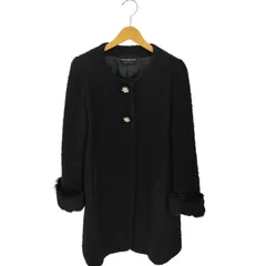 ストロベリーフィールズ STRAWBERRY-FIELDS 袖ラビットファー ツイード ノーカラーコート レディース 表記無 