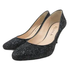 ダイアナ DIANA パンプス ヒール ラメ スパンコール 黒 ブラック 24.5㎝ ■YHS5