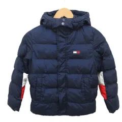 トミーヒルフィガー TOMMY HILFIGER 中綿ジャケット フード ジップアップ ブルゾン ロゴ刺繍 S 6-7 紺  ネイビー 71J0196