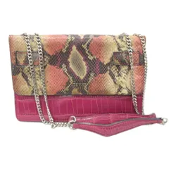 ゲス GUESS 2WAY ショルダーバッグ トートバッグ 斜め掛け パイソン型押し クロコ型押し ピンク