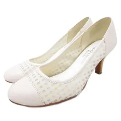 ダイアナ DIANA パンプス ラウンドトゥ ピンヒール ローヒール 23cm 白 ホワイト ■YHS9