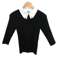 リランドチュール Rirandture 7分袖シフォン襟付きニット 長袖 黒 ブラック 2 約M