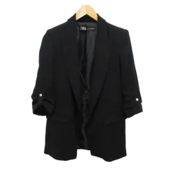 ザラ ZARA ジャケット ブレザー 七分袖 金ボタン 黒 ブラック XS