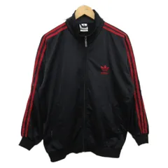 アディダス adidas 80s ヴィンテージ 古着 トラックジャケット ジャージ デサント製 ロゴ刺繍 100 黒 ブラック 赤 レッド 