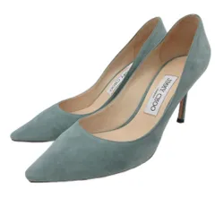 ジミーチュウ JIMMY CHOO 美品 パンプス ポインテッドトゥ ハイヒール ピンヒール スエード 37 1/2 24.5cm ライトグリーン