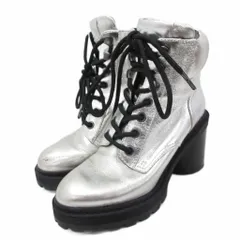 マークジェイコブス MARC JACOBS ショートブーツ ハイカット ハイヒール チャンキーヒール 厚底 プラットフォーム 35 22cm シルバーカラー 黒 ブラック