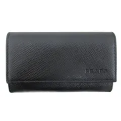 プラダ PRADA サフィアーノ キーケース 6連 レザー ブランド押印 黒 ブラック ☆AA★