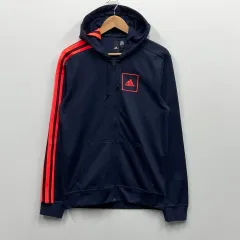 アディダス ネイビー 3本線 トレーナー ジップアップパーカー