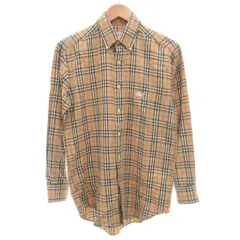 バーバリーズ Burberrys ヴィンテージ ノバチェック ボタンダウンシャツ 37 長袖 BD ホースロゴ刺繍 ベージュ /GV ■MNK2