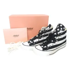 未使用 タグ付き コンバース CONVERSE JAPAN ADDICT TCUCK TAYLOR HI 1CL881 アディクト チャックテイラー ハイカット ボーダー 星柄 スニーカー US9 27.5cm 白 ホワイト 黒 ブラック
