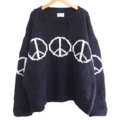 マクマーンウーレン Mcmachon Woolen ピースマーク ニット セーター ウール クルーネック 黒 ブラック 1215