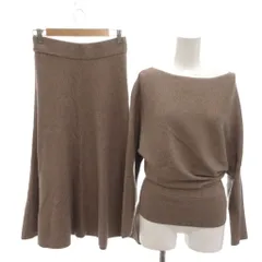バナナリパブリック BANANA REPUBLIC セットアップ リブニットカットソー ロングフレアスカート XS グレージュ /YJ