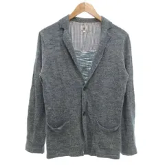 タケオキクチ TAKEO KIKUCHI 襟付きカーディガン リネン混 3 青 ブルー /YJ ■YHS12